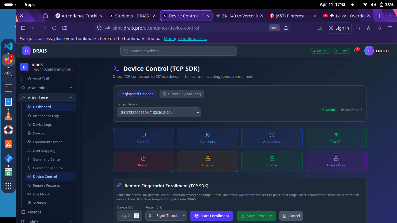 Device Control Panel